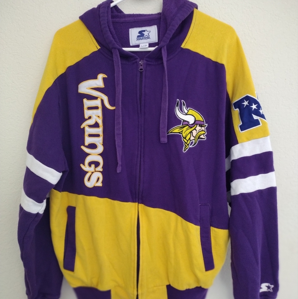 *Vintage* Minnesota Vikings Starters, Full Zip Hoodie Sweater, size Large